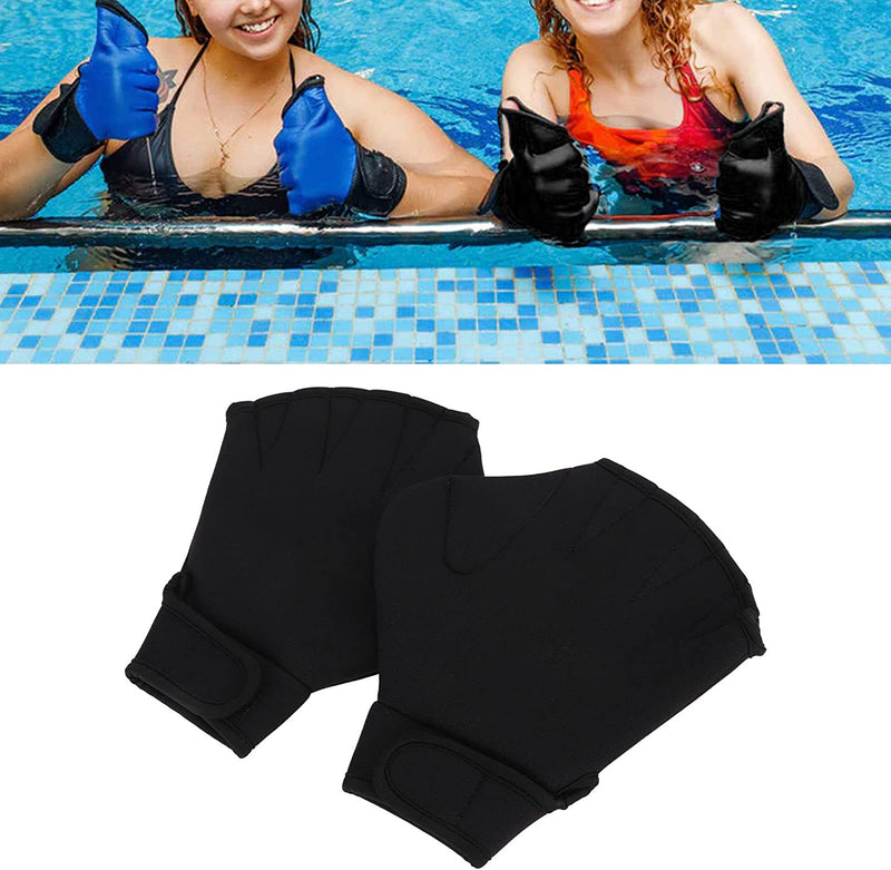 VGEBY Swimming Gloves, 2Pcs Swimming Webbed Gloves Open Fingers Adjustable Swimming Training Gloves with Wrist Strap for Swimming Diving Black Sporting Goods > Outdoor Recreation > Boating & Water Sports > Swimming > Swim Gloves VGEBY   