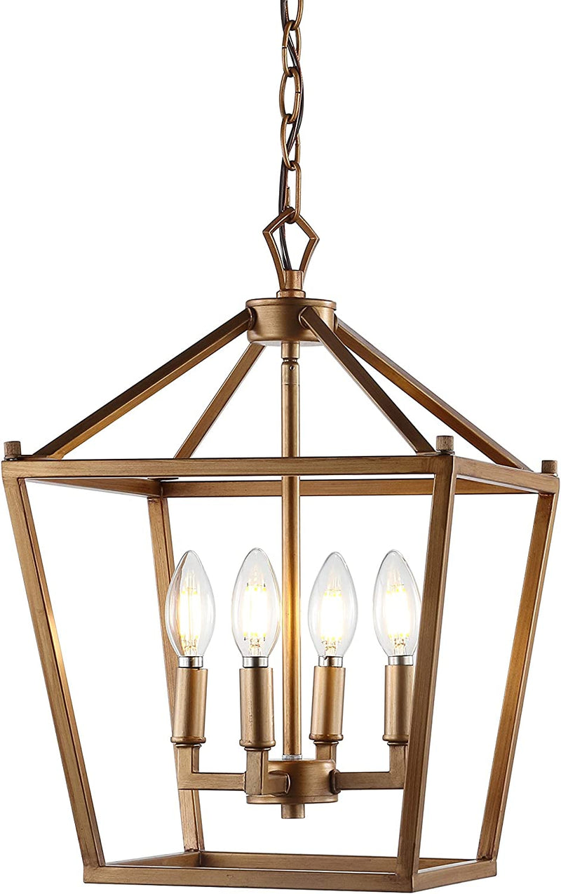 JONATHAN Y JYL7439B Pagoda Lantern Dimmable Adjustable Metal LED Pendant Classic Traditional Dining Room Living Room Kitchen Foyer Bedroom Hallway, 49 In, Antique Gold Home & Garden > Lighting > Lighting Fixtures JONATHAN Y Antique Gold 12 in 