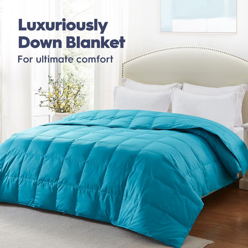 Globon Extra Lightweight down Blanket King Size,Summer Cooling Comforter/Duvet Insert,400 Thread Count,12Oz,700 Fill Power with 8 Corner Tabs,Turquoise Blue