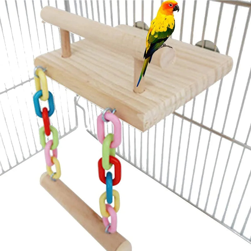 Frgkbtm Bird Perches Cage Toys Parrot Wooden Platform Play Gyms Exercise Stands with Acrylic Wood Swing Ferris Wheel Chewing for Animals Green Cheeks, Baby Lovebird, Chinchilla, Hamster Budgie Animals & Pet Supplies > Pet Supplies > Bird Supplies > Bird Toys FrgKbTm   
