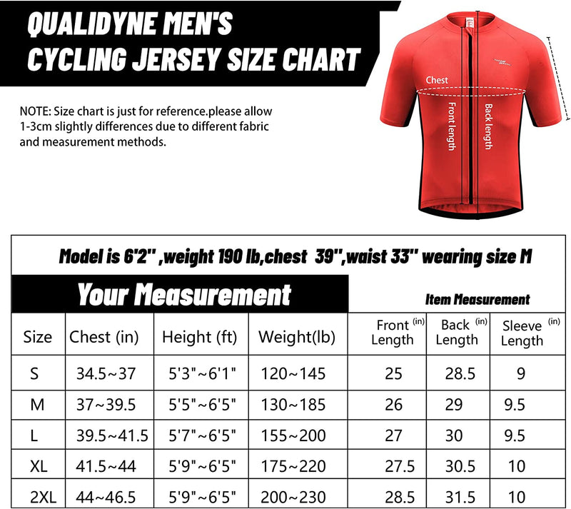 Qualidyne Men'S Cycling Bike Jersey Short Sleeve Full Zipper Bicycle Biking Shirts with 3 Rear Pockets Sporting Goods > Outdoor Recreation > Cycling > Cycling Apparel & Accessories qualidyne   