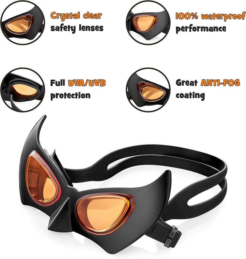 Swim Hero Kids Swimming Goggles - Superhero Batman Swim Goggles - Fun Swim Goggles for Boys and Girls (Age 3-8 Years) - (Anti-Fog, UV Protection, Crystal Clear Lens, No Leaking, Quick Strap) Sporting Goods > Outdoor Recreation > Boating & Water Sports > Swimming > Swim Goggles & Masks ProFit Sport Products   