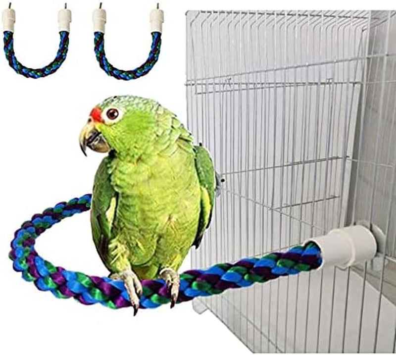 2Pcs 11.8’’Bird Rope Perches,Bendable Climbing Standing Chew Cage Toys Unique&Simulate Natural Color Bungee Toys for Small to Regular Size Birds Animals & Pet Supplies > Pet Supplies > Bird Supplies OSWINMART 11.8''x2  