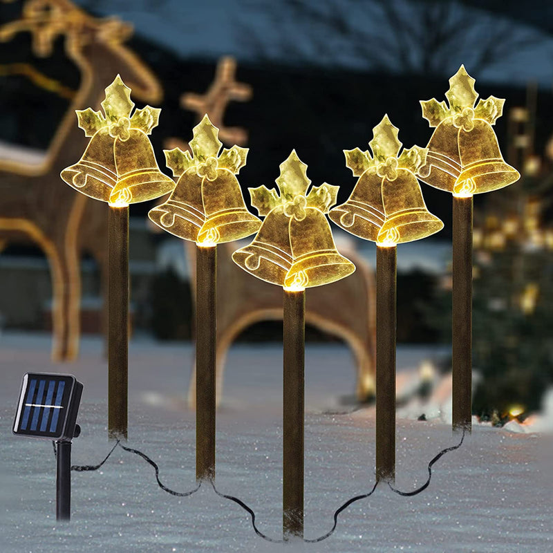 Bstge Outdoor Solar Garden Lights, 5 Pack Reindeer Christmas Decorations, Waterproof Stake Lights for Patio Yard Pathway  Bstge 5.Bells  