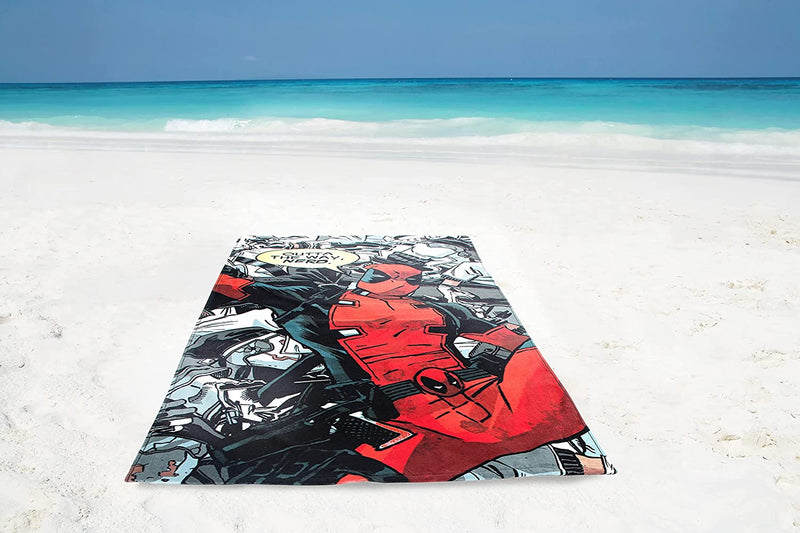Jay Franco Marvel Deadpool Outta Here Large Bath/Pool/Beach Towel - Super Soft & Absorbent Fade Resistant Cotton Towel, Measures 34 X 64 Inches (Official Marvel Product) Home & Garden > Linens & Bedding > Towels Jay Franco & Sons, Inc.   
