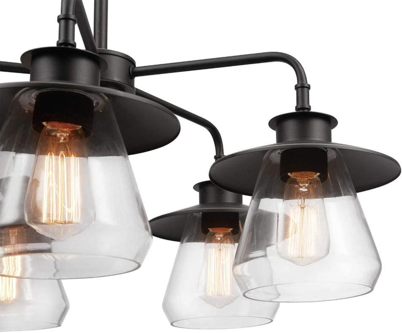 Globe Electric 60471 Nate 5-Light Chandelier, Oil Rubbed Bronze, Clear Glass Shades