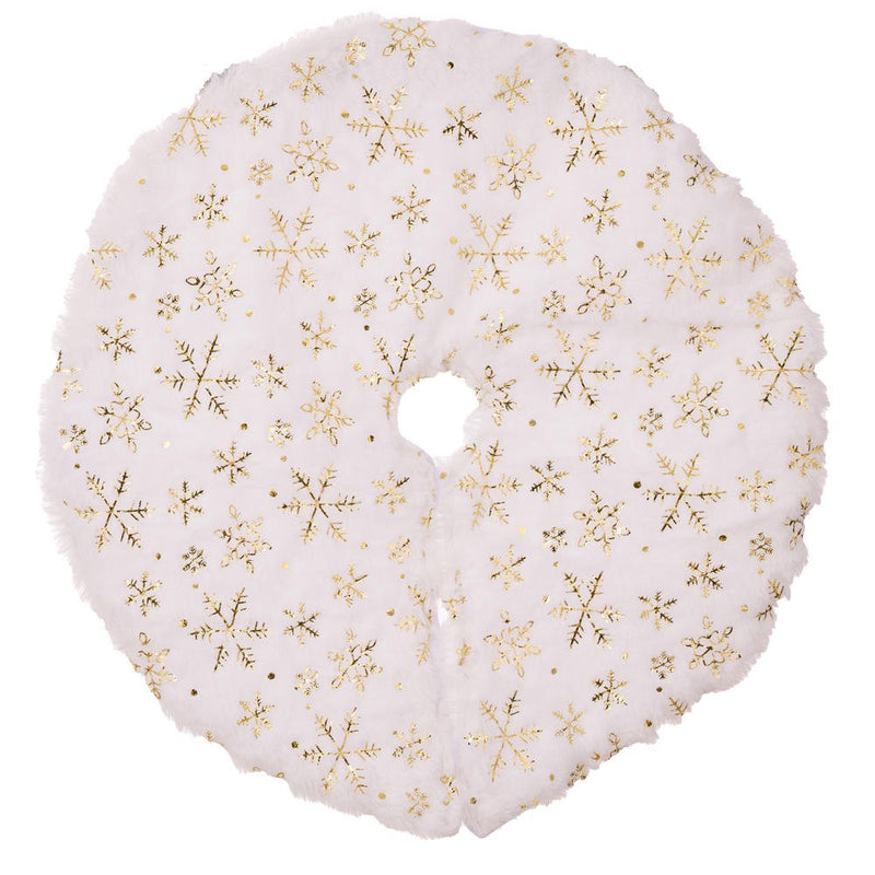 Christmas Tree Skirt 15 Inch Small Faux Fur Gold Snowflake Tree Skirt for Holiday Christmas Party Home Decorations for Small Tabletop Home & Garden > Decor > Seasonal & Holiday Decorations > Christmas Tree Skirts YUANOU Golden snowflake  