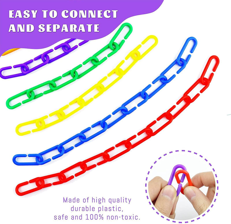 JIALEEY 100 Piece Plastic C-Clips Hooks Chain Links Rainbow C-Links Children'S Learning Toys Small Pet Rat Parrot Bird Toy Cage