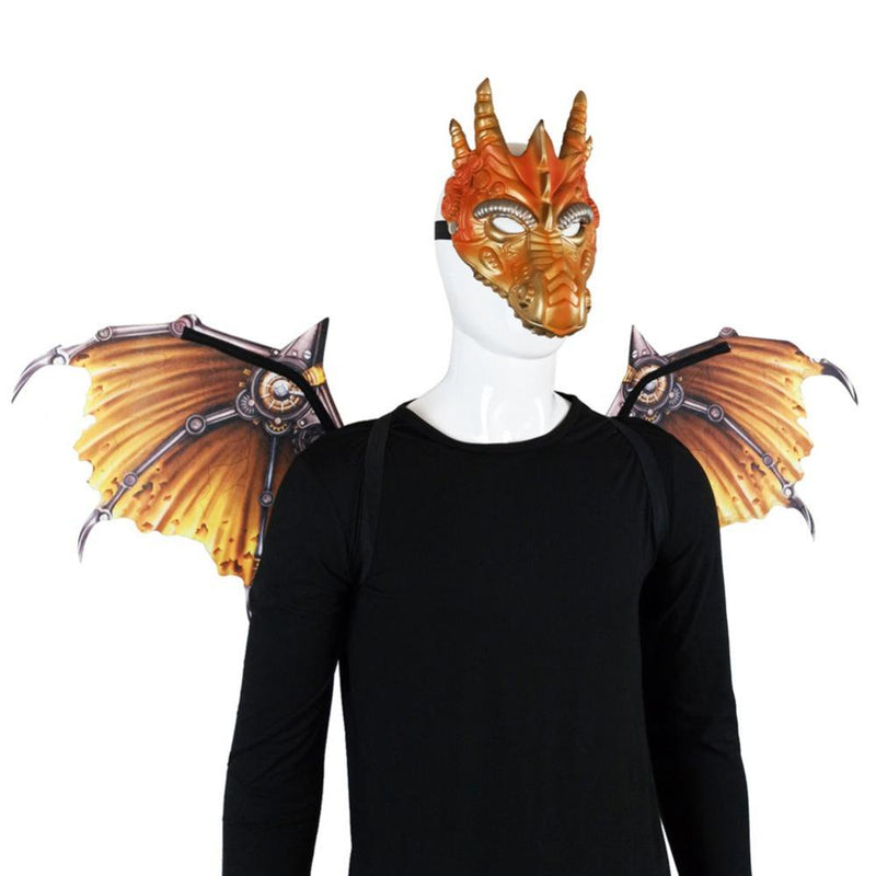 Poseca Adult Masquerade Steampunk Dress up Dragon Mask Wings Decorations Set Cosplay for Party Apparel & Accessories > Costumes & Accessories > Masks Poseca   