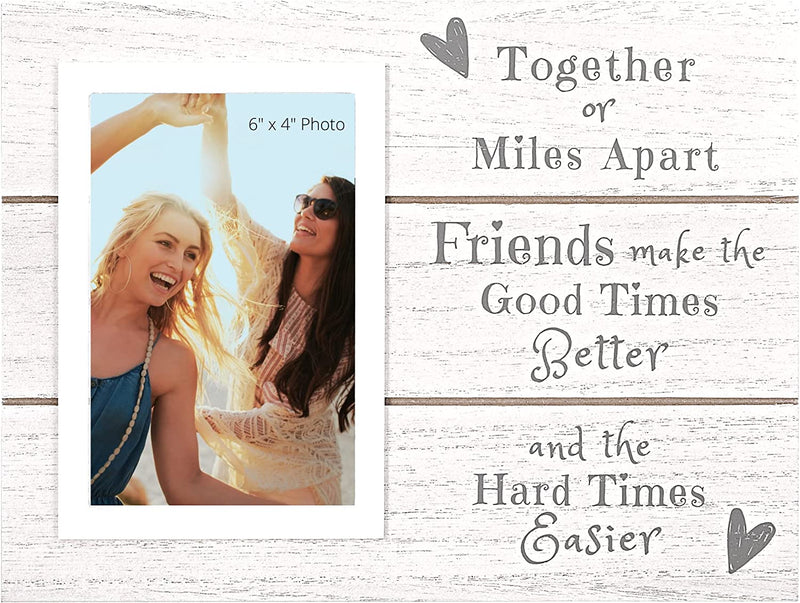 Dnm Decor 6X4 Best Friend Picture Frame - Long Distance Friendship Gifts or Gifts for Best Friend - This Cute Picture Frame Will Be Loved by Your BFF (White Wash - Frame 2) Home & Garden > Decor > Picture Frames DnM Decor   