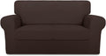 Purefit 4 Pieces Super Stretch Chair Couch Cover for 3 Cushion Slipcover – Spandex Non Slip Soft Sofa Cover for Kids, Pets, Washable Furniture Protector (Sofa, Brown) Home & Garden > Decor > Chair & Sofa Cushions PureFit Chocolate Medium 