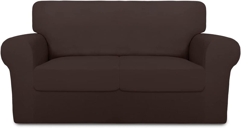Purefit 4 Pieces Super Stretch Chair Couch Cover for 3 Cushion Slipcover – Spandex Non Slip Soft Sofa Cover for Kids, Pets, Washable Furniture Protector (Sofa, Brown) Home & Garden > Decor > Chair & Sofa Cushions PureFit Chocolate Medium 