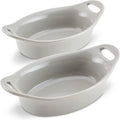 Rachael Ray Solid Glaze Ceramics Au Gratin Bakeware / Baker Set, Oval - 2 Piece, Teal