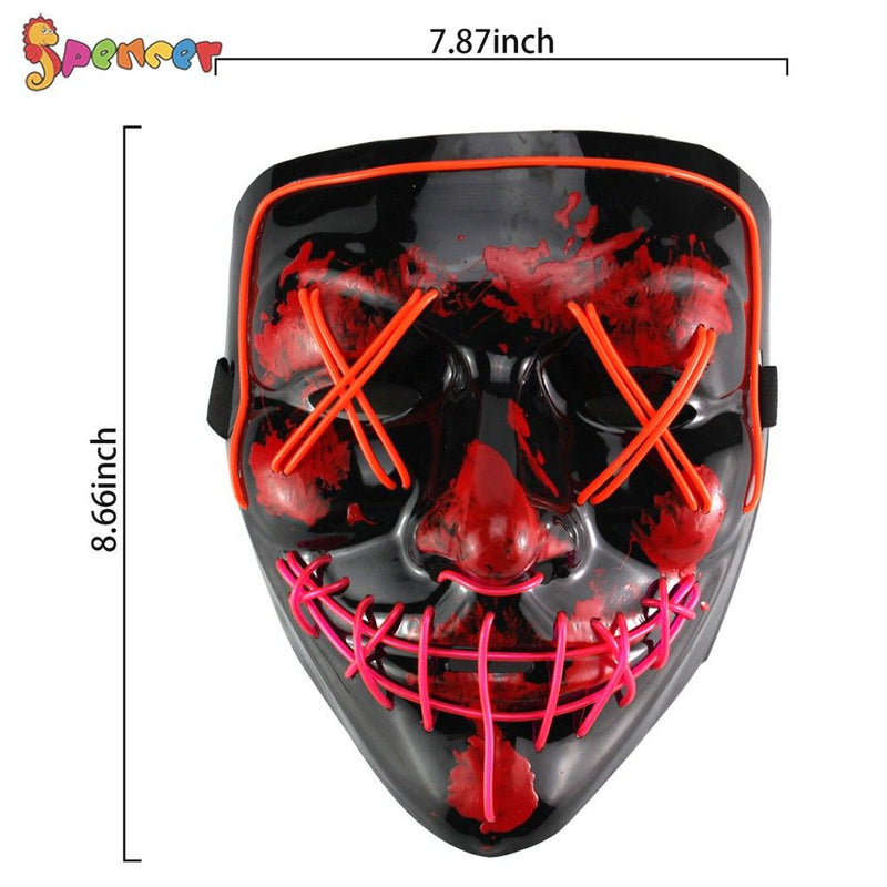 Spencer Halloween LED Glow Scary Mask EL Wire Light up the Purge Movie Cosplay Led Costume Mask for Halloween Festival Party with 2AA Battery "Ice Blue+Green" Apparel & Accessories > Costumes & Accessories > Masks Spencer   