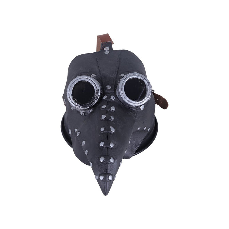 Natural Latex Plague Doctor Mask Long Nose Beak Cosplay Costume, Steampunk Bird Masks Costume Props for Masquerade Party (Black Sliver)