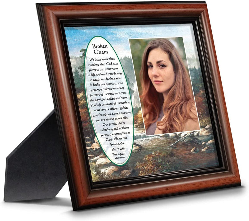 Sympathy Gift in Memory of Loved One, Memorial Picture Frames for Loss of Loved One, Memorial Grieving Gifts, Condolence Card, Bereavement Gifts for Loss of Mother, Father, Broken Chain Frame, 6382BW Home & Garden > Decor > Picture Frames Crossroads Home Décor Walnut 8x8 w/Picture Opening v2 