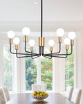 PUMING Farmhouse Chandelier 8 Lights Gold and Black Candle Chandeliers Ceiling Hanging Pendant Lights Fixture Rustic Pendant Lighting for Kitchen Island Dining Room Living Room Bedroom Home & Garden > Lighting > Lighting Fixtures > Chandeliers PUMING GoldBlack-8 Light  