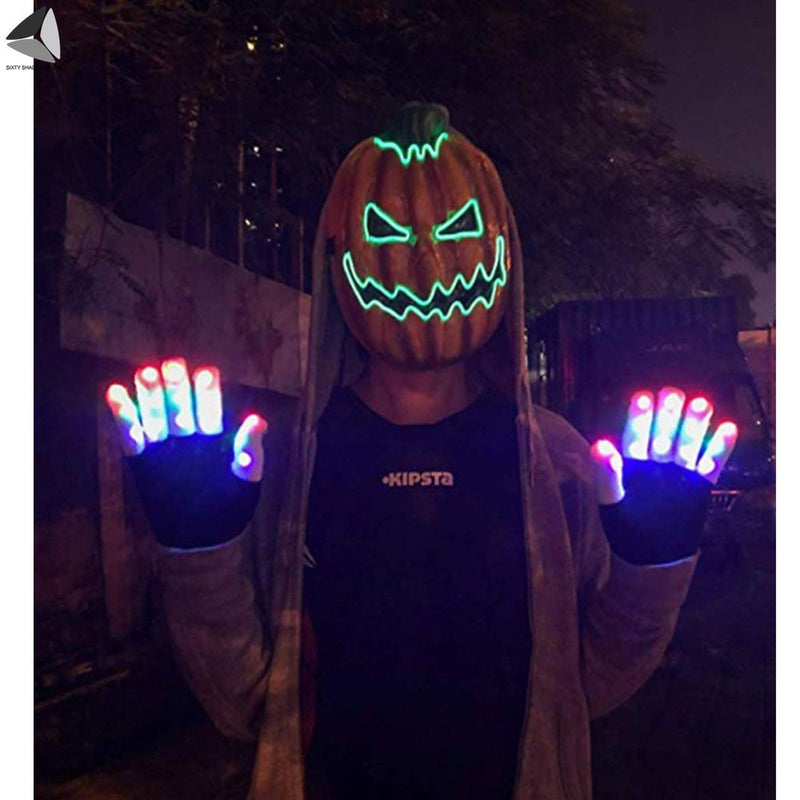 Sixtyshades Halloween LED Pumpkin Mask EL Wire Cosplay Mask Scary Lighting up Mask for Halloween Costume Party Masquerade Carnival Apparel & Accessories > Costumes & Accessories > Masks Sixtyshades of Grey   