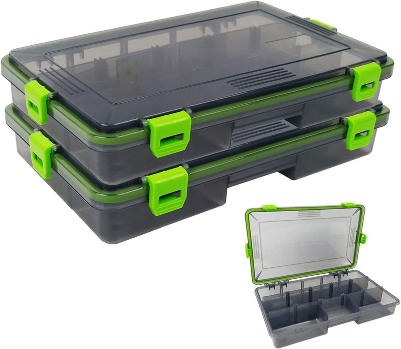 2PC Aventik Waterproof Fishing Tackle Boxes Hooks Storage Trags Organizer Box Transparent Adjustable Dividers Hold Terminal Fishing Tackle and Lure Box(3600L-2Pc Green) Sporting Goods > Outdoor Recreation > Fishing > Fishing Tackle Aventik 10.6X6.6X2inch-2pc Green  