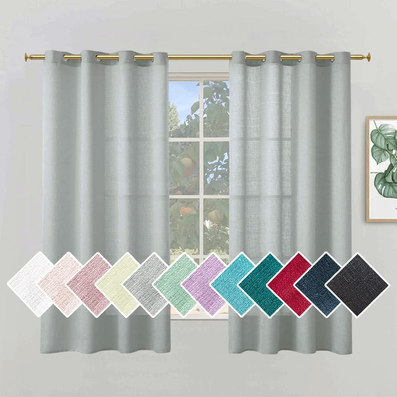 SOFJAGETQ Light Grey Sheer Curtains, Linen Look Semi Sheer Curtains 84 Inches Long, Grommet Light Filtering Casual Textured Privacy Curtains for Living Room, Bedroom, 2 Panels (Each 52 X 84 Inch Home & Garden > Decor > Window Treatments > Curtains & Drapes SOFJAGETQ Grey 52W x 63L 