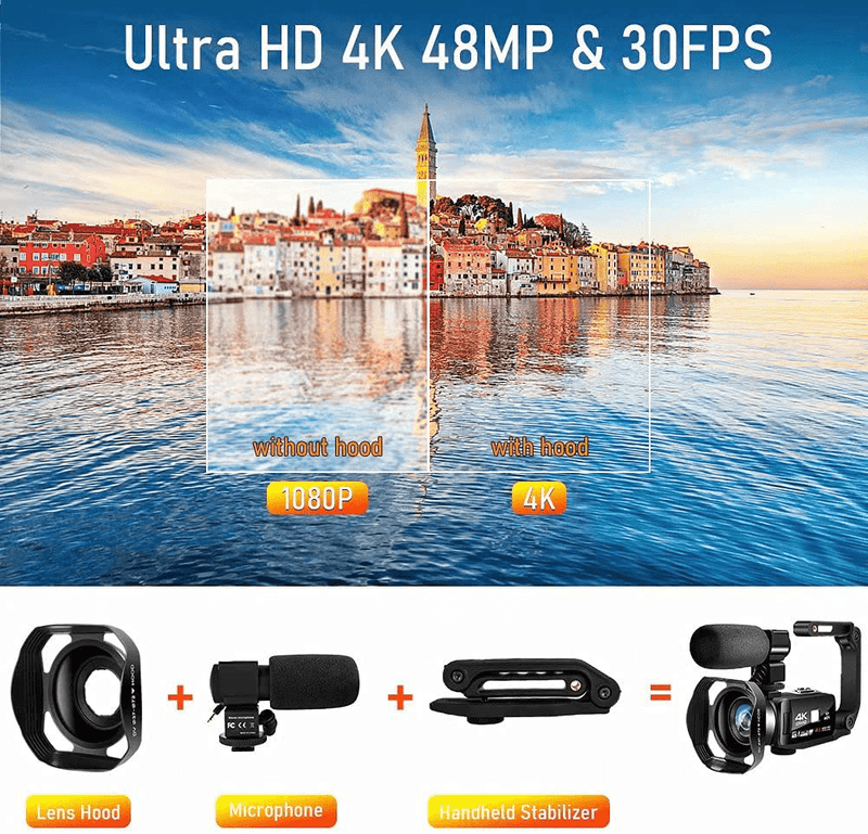 4K Camcorder Digital Video Camera WiFi Vlogging Camera Camcorders with Microphone & Remote Control 3.0" IPS Touch Screen Vlog Camera for YouTube Video Camera Cameras & Optics > Cameras > Video Cameras Lincom Tech   