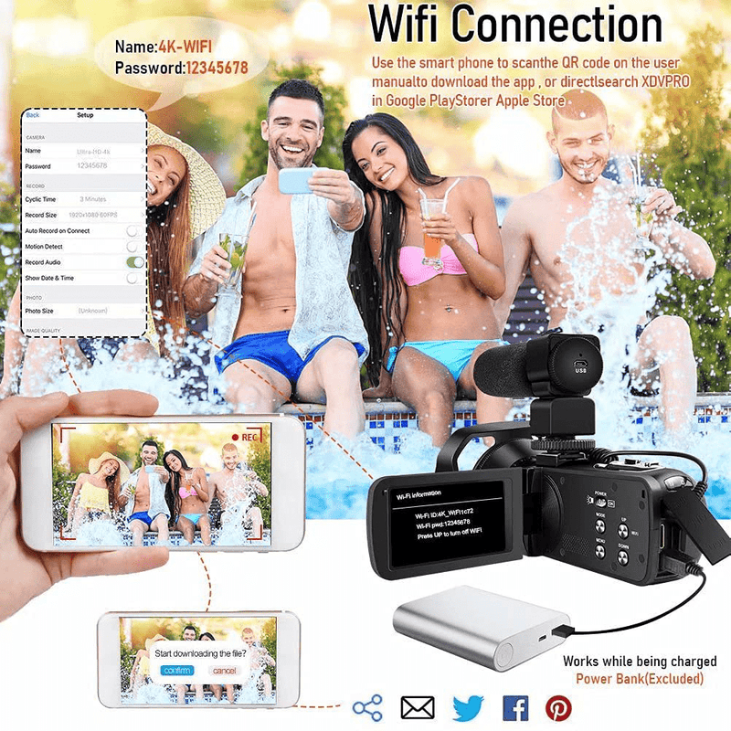 4K Camcorder Digital Video Camera WiFi Vlogging Camera Camcorders with Microphone & Remote Control 3.0" IPS Touch Screen Vlog Camera for YouTube Video Camera
