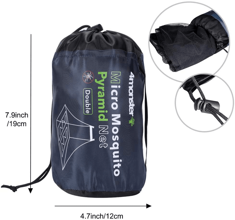 4Monster Mosquito Camping Insect Net with Carry Bag, Compact and Lightweight, Fits Bed,Sleeping Bags,Tent (Double)