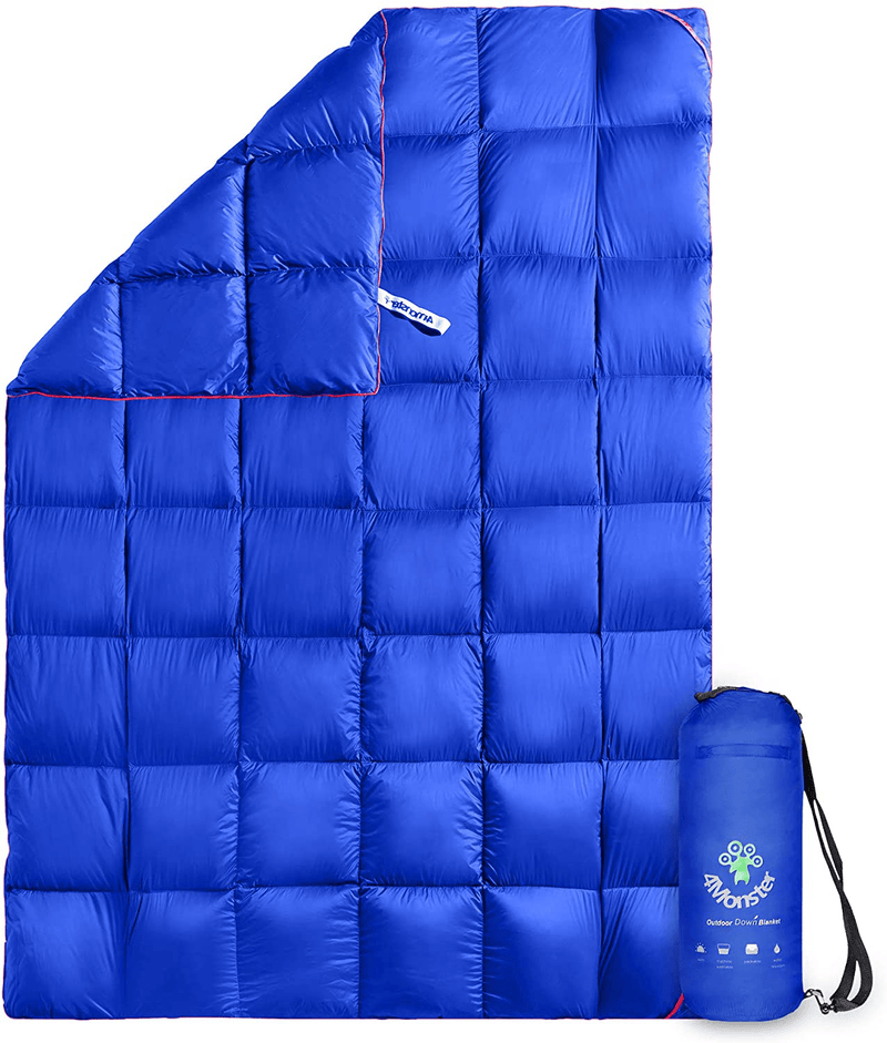 4Monster Outdoor down Blankets Camping Blanket 650 Fill Travel down Quilt Compact Waterproof for Picnics, Beach Trips, Camping and Backpacking Sporting Goods > Outdoor Recreation > Camping & Hiking > Tent Accessories 4Monster Grid-blue 50*70" 