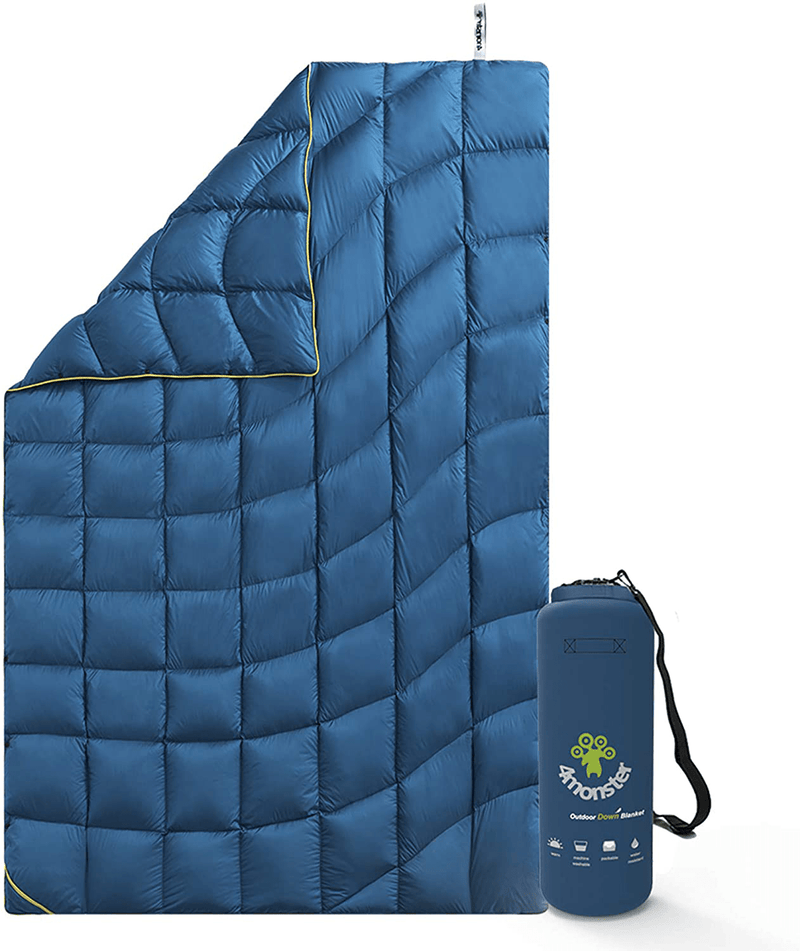 4Monster Outdoor down Blankets Camping Blanket 650 Fill Travel down Quilt Compact Waterproof for Picnics, Beach Trips, Camping and Backpacking Sporting Goods > Outdoor Recreation > Camping & Hiking > Tent Accessories 4Monster Wave-green 50*70" 