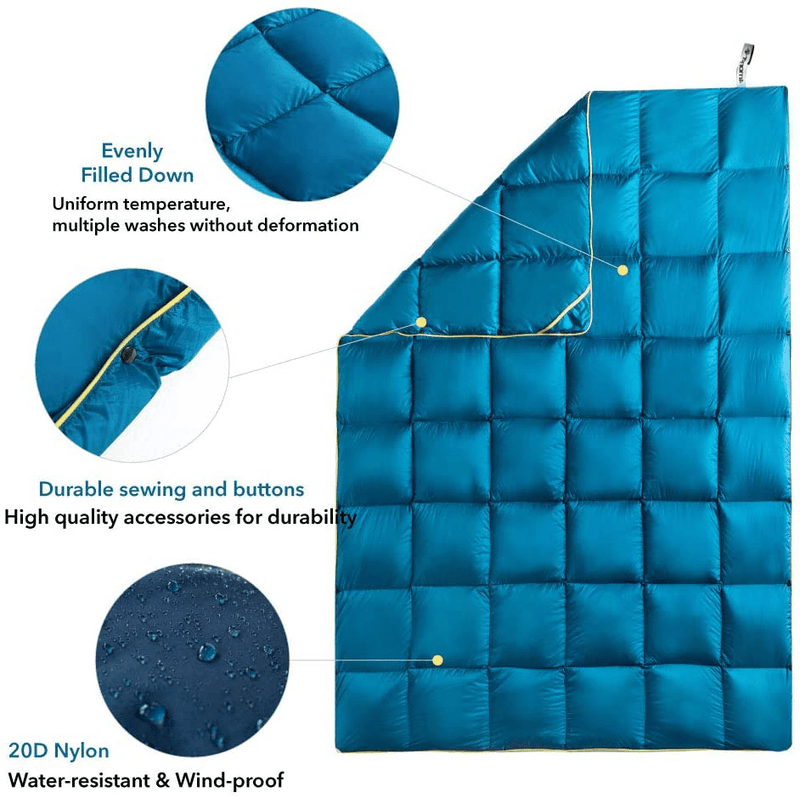 4Monster Outdoor down Blankets Camping Blanket 650 Fill Travel down Quilt Compact Waterproof for Picnics, Beach Trips, Camping and Backpacking Sporting Goods > Outdoor Recreation > Camping & Hiking > Tent Accessories 4Monster   