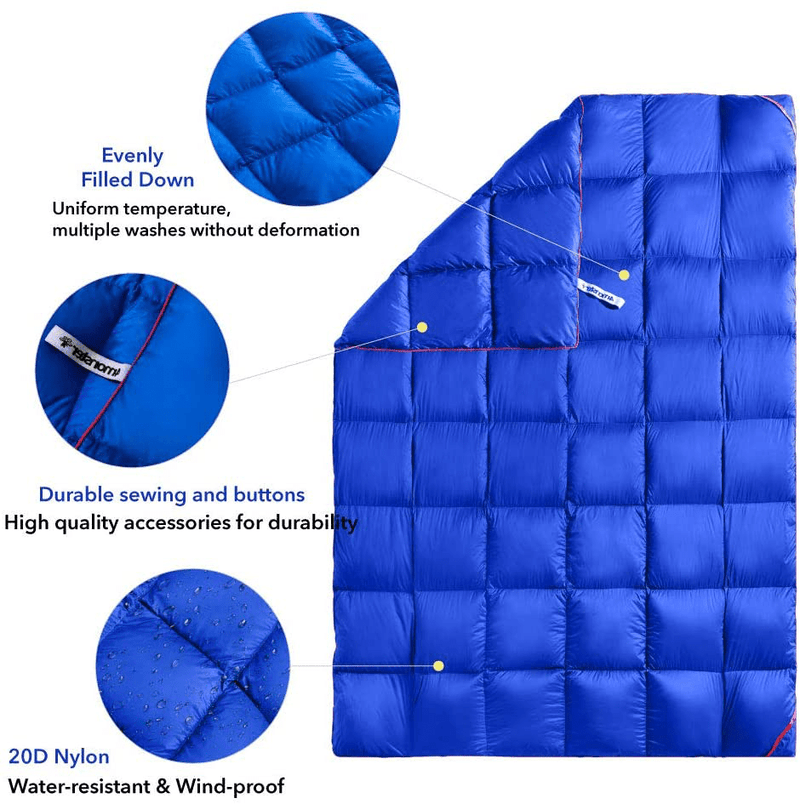 4Monster Outdoor down Blankets Camping Blanket 650 Fill Travel down Quilt Compact Waterproof for Picnics, Beach Trips, Camping and Backpacking Sporting Goods > Outdoor Recreation > Camping & Hiking > Tent Accessories 4Monster   