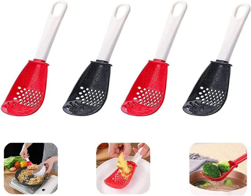 4Pack Multifunctional Kitchen Cooking Spoon, Strainers for Kitchen Tools Small Spatula Spoon, Food-Grade High Temperature Resistant Cooking Gadgets Kitchen Accessories Christmas Gift for Women Friends