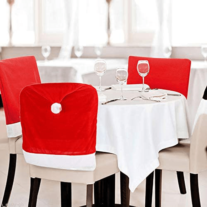 4pc Red Hat Dining Chair Slipcovers,Christmas Chair Back Covers Kitchen Chair Covers for Christmas Holiday Festival Decoration Home & Garden > Decor > Seasonal & Holiday Decorations& Garden > Decor > Seasonal & Holiday Decorations CCINEE   