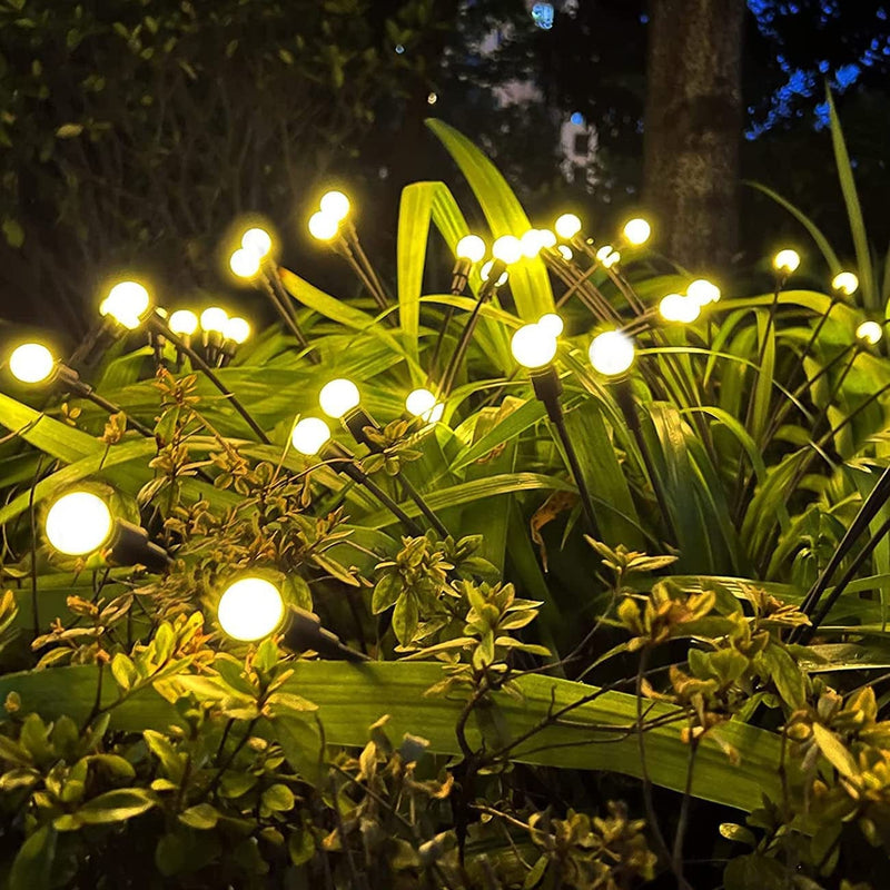 4PCS 8LED Solar Powered Garden Lights Outdoor Waterproof, Solar Starburst Swaying Garden Lights, Swaying When Wind Blows Solar Garden Lights Outdoor Decorative String Lights (Warm | 8LED Bulbs-4Pack)
