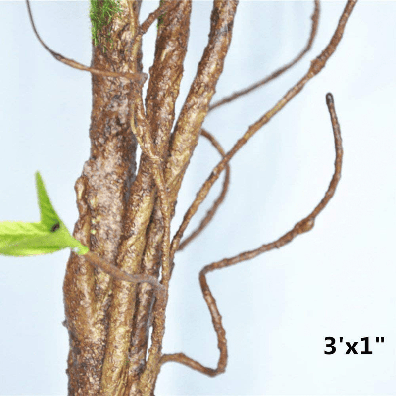 4Pcs Flexible Bend-A-Branch Jungle Vines Terrarium Leaves Lizard Gecko Habitat Tank Decor for Frogs, Snakes and More Reptiles