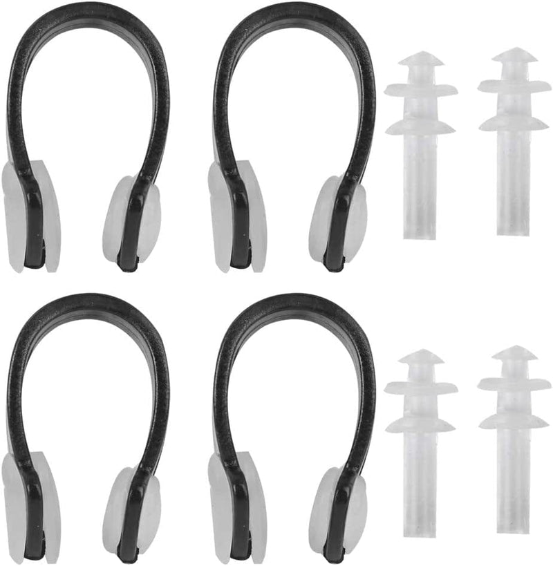 4Pcs Swimming Nose Clips Ear Plugs Set,Soft Silicone Waterproof Watertight Set Kit Noise Cancelling Swim Dive Supplies (Black) Sporting Goods > Outdoor Recreation > Boating & Water Sports > Swimming Dilwe   