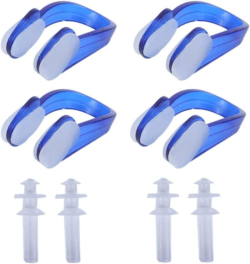 4Pcs Swimming Nose Clips Ear Plugs Set,Soft Silicone Waterproof Watertight Set Kit Noise Cancelling Swim Dive Supplies (Blue) Sporting Goods > Outdoor Recreation > Boating & Water Sports > Swimming Dilwe   