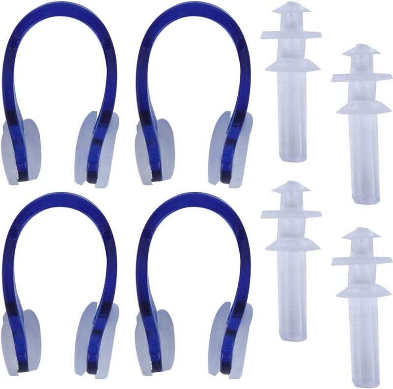 4Pcs Swimming Nose Clips Ear Plugs Set,Soft Silicone Waterproof Watertight Set Kit Noise Cancelling Swim Dive Supplies (Blue) Sporting Goods > Outdoor Recreation > Boating & Water Sports > Swimming Dilwe   