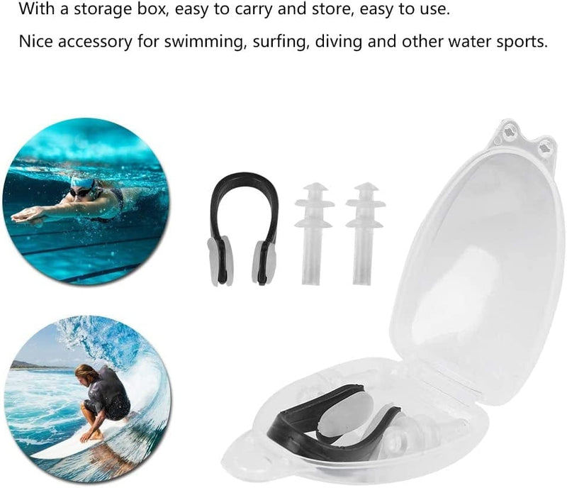 4Pcs Swimming Nose Clips Ear Plugs Set, Soft Swimming Earplug Nasal Splint Set, Waterproof Noise Cancelling Swim Nose Clips Earbuds Set, Dive Supplies for Swimming Surfing (Black) Sporting Goods > Outdoor Recreation > Boating & Water Sports > Swimming plplaaoo   