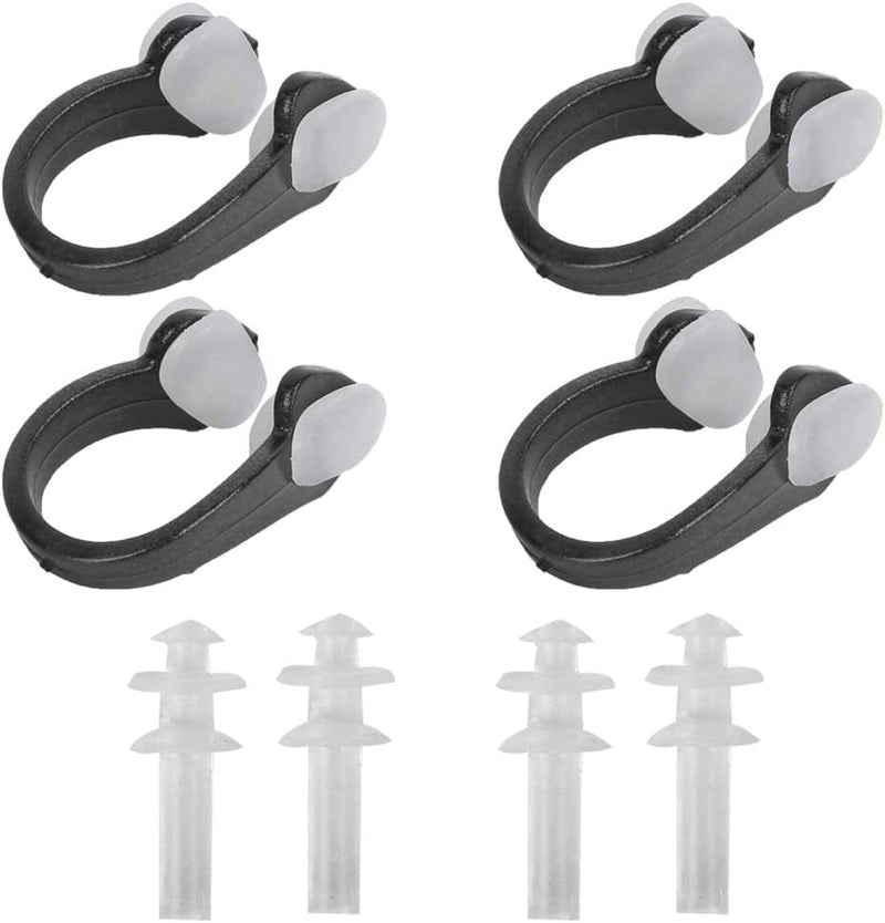 4Pcs Swimming Nose Clips Ear Plugs Set, Soft Swimming Earplug Nasal Splint Set, Waterproof Noise Cancelling Swim Nose Clips Earbuds Set, Dive Supplies for Swimming Surfing (Black) Sporting Goods > Outdoor Recreation > Boating & Water Sports > Swimming plplaaoo   