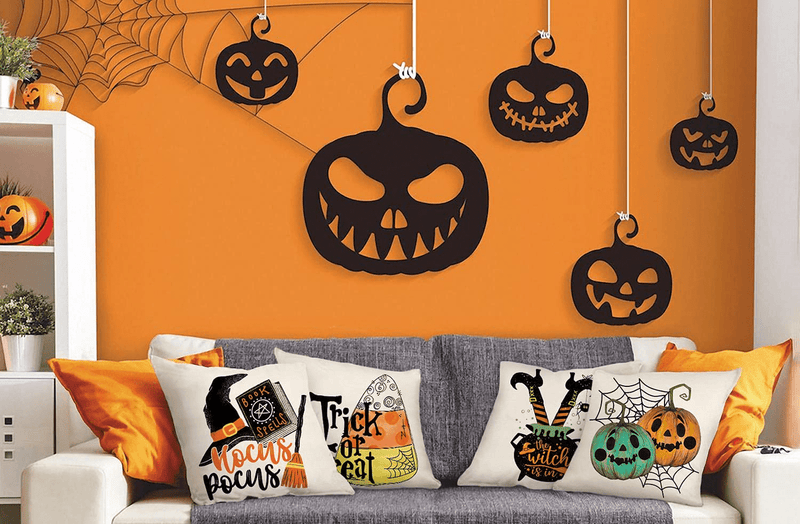4TH Emotion Halloween Decor Hocus Pocus Pillow Covers 18x18 Set of 4 Fall Pumpkin Farmhouse Decorations Trick or Treat Witch Candy Fall Pillows Decorative Throw Cushion Case for Home Couch TH022-18 Arts & Entertainment > Party & Celebration > Party Supplies 4TH Emotion   