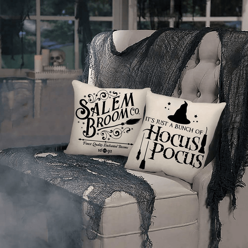 4TH Emotion Halloween Decor Pillow Covers 18x18 Set of 4 Halloween Decorations Hocus Pocus Farmhouse Saying Outdoor Fall Pillows Decorative Throw Cushion Case for Home Couch TH023-18 Arts & Entertainment > Party & Celebration > Party Supplies 4TH Emotion   
