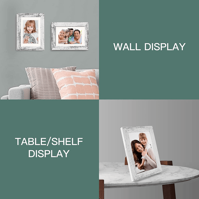 4x6 Picture Frame Distressed Farmhouse Wood Pattern Set of 4 with Tempered Glass,Display Pictures 3.5x5 with Mat or 4x6 Without Mat, Horizontal and Vertical Formats for Wall and Table Mounting Home & Garden > Decor > Picture Frames BAIJIALI   