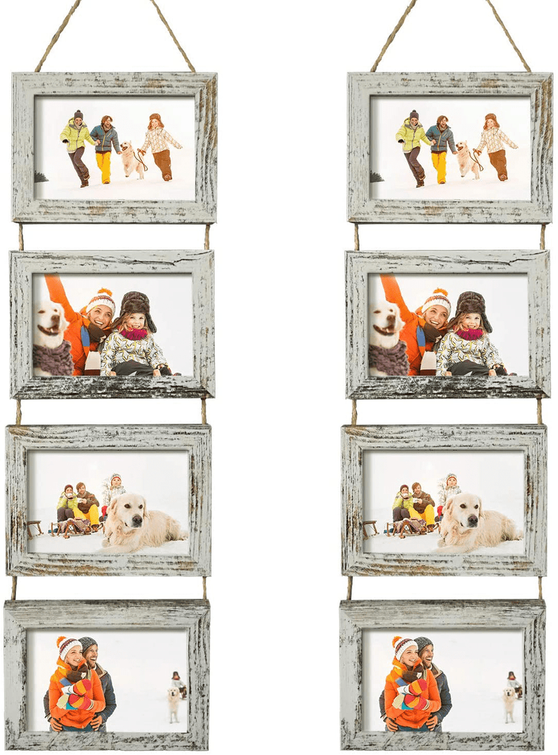4x6 Wall Hanging Picture Frames Collage with 8 Opening Distressed White Frames,2 Packs Home & Garden > Decor > Picture Frames SESEAT 4x6(2-Pack)  