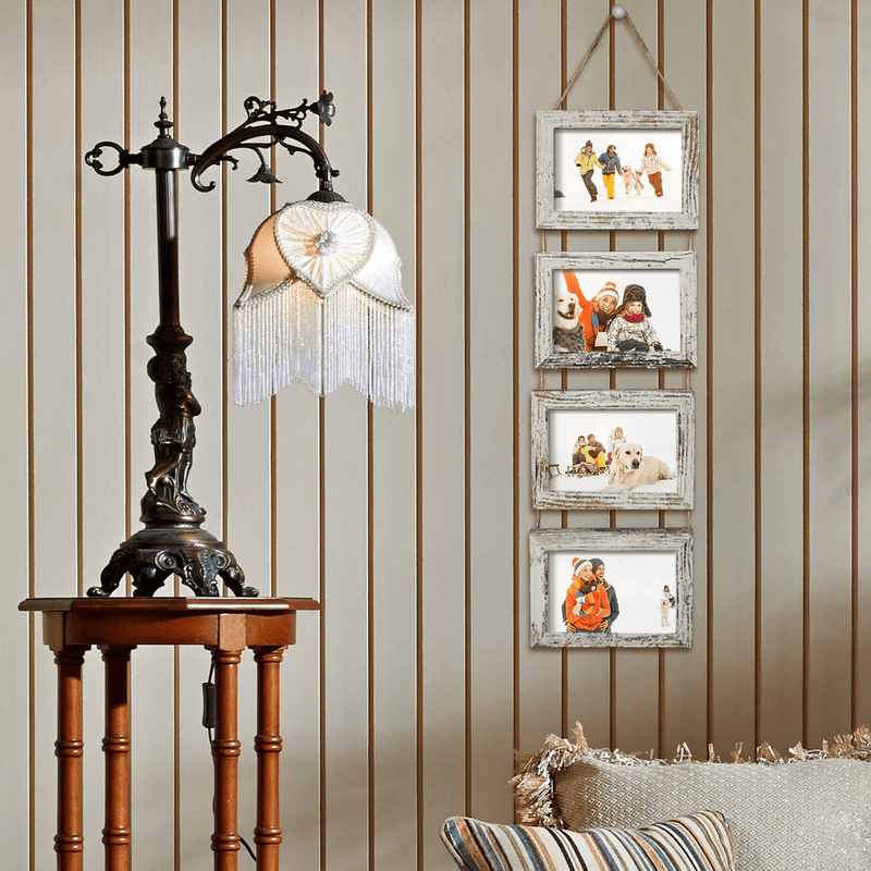 4x6 Wall Hanging Picture Frames Collage with 8 Opening Distressed White Frames,2 Packs Home & Garden > Decor > Picture Frames SESEAT   