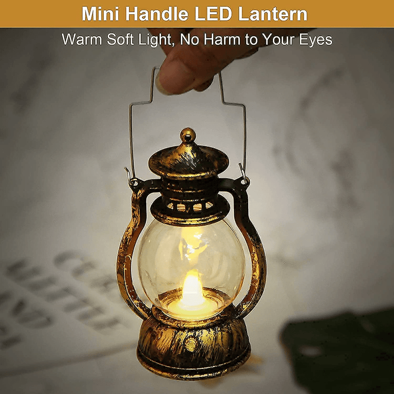 5'' Decorative Lanterns, Comealltime 2-Pack Vintage Mini Candle Lanterns with Flickering Flame, Hanging Lantern, Lantern Decorative for Halloween Decoration, Home Decor, Table Decor, Gold Arts & Entertainment > Party & Celebration > Party Supplies Comealltime   