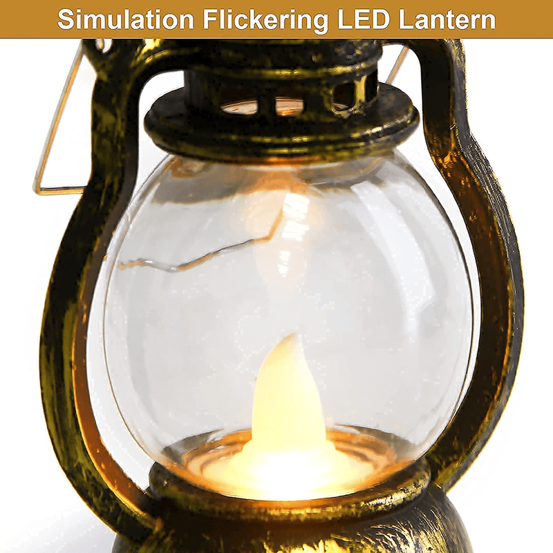5'' Decorative Lanterns, Comealltime 2-Pack Vintage Mini Candle Lanterns with Flickering Flame, Hanging Lantern, Lantern Decorative for Halloween Decoration, Home Decor, Table Decor, Gold Arts & Entertainment > Party & Celebration > Party Supplies Comealltime   