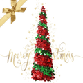 5 Foot Collapsible Pop Up Sequin Artificial Pencil Halloween Christmas Tree Tinsel Slim Halloween Xmas Tree Tall Skinny Tree with Plastic Stand for Home Fireplace Party Indoor Outdoor (Green Spider) Home & Garden > Decor > Seasonal & Holiday Decorations > Christmas Tree Stands Boiobaia Green& Red  