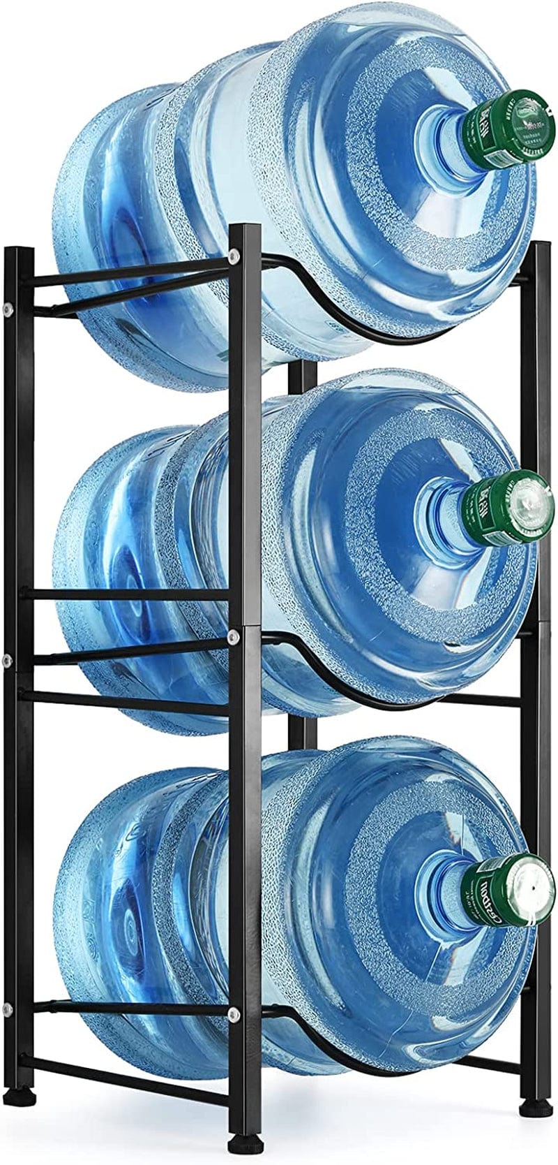 5 Gallon Water Bottle Holder 3 Tier Water Cooler Jug Rack Shelf Organizer Detachable Heavy Duty Kitchen Water Bottle Storage Rack for Home, Office, Black Home & Garden > Decor > Decorative Jars smusei Black  
