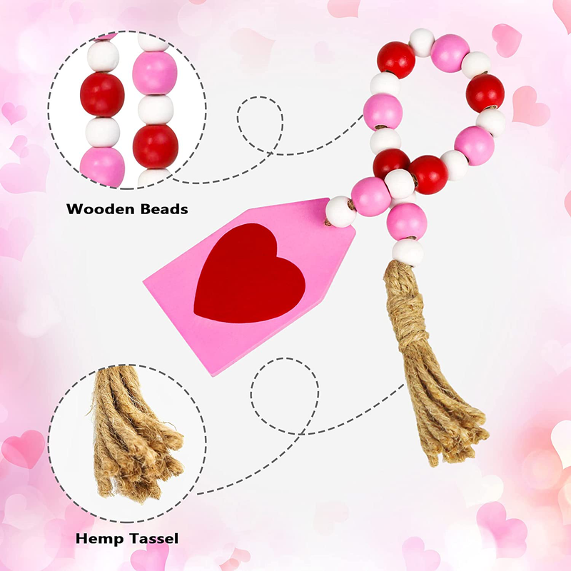 5 PCS Valentine'S Day Gnome Tiered Tray Decor (Tray Not Included) - Gnome Plush, Valentine'S Day Mini Wood Sign, Wooden Bead Garland - Valentine'S Day Tiered Tray Decorations Set for Home Kitchen